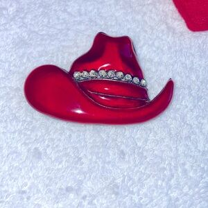 Red Western Hat Brooch